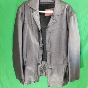 Black Leather Men's Fionte Italy Jacket Soprano Size M with Removable Fur liner